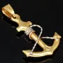 Hochwertig gearbeiteter Anker-Anhänger aus funkelndem Bicolor 14k / 585 Gold (Gelbgold und Weißgold)