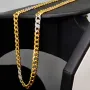 Außergewöhnliche Panzerkette aus edlem 8K, 333 Bicolor Gold (Gelbgold und Weißgold) mit feinem Zirkoniabesatz in ca. 43cm und 5mm, ca. 9,4g
