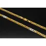 Außergewöhnliche Panzerkette aus edlem 8K, 333 Bicolor Gold (Gelbgold und Weißgold) mit feinem Zirkoniabesatz in ca. 43cm und 5mm, ca. 9,4g