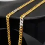 Außergewöhnliche Panzerkette aus edlem 8K, 333 Bicolor Gold (Gelbgold und Weißgold) mit feinem Zirkoniabesatz in ca. 43cm und 5mm, ca. 9,4g