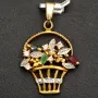 Blumentopf-Anhänger aus 333er 8k Bicolor Gold (Gelb- und Weißgold) mit detailreichem Dekor und in feinster Präzision Zirkonia besetzt
