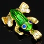 Stylischer Frosch-Anhänger aus funkelndem 9K 375 Gelbgold mit Zirkoniasteinen besetzt