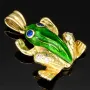Stylischer Frosch-Anhänger aus funkelndem 9K 375 Gelbgold mit Zirkoniasteinen besetzt