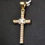 Exquisiter Kreuz-Anhänger in außergewöhnlichem Bicolor-Design aus hochwertigem Gold (14k / 585 Gelbgold und Weißgold) mit Zirkoniabesatz