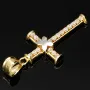 Exquisiter Kreuz-Anhänger in außergewöhnlichem Bicolor-Design aus hochwertigem Gold (14k / 585 Gelbgold und Weißgold) mit Zirkoniabesatz