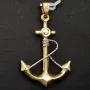 Fein gearbeiteter Anker-Anhänger aus edlem 14k / 585 Gold (Bicolor - Gelbgold und Weißgold)