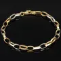 Funkelndes Bicolor-Ankerarmband aus edlem, polierten 14K 585er Weiß- und Gelbgold (ca. 19,5 cm Länge, 5mm Breite)