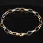Funkelndes Bicolor-Ankerarmband aus edlem, polierten 14K 585er Weiß- und Gelbgold (ca. 19,5 cm Länge, 5mm Breite)
