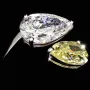 Exklusiver Ring für Damen mit 2 imposanten, tropfenförmigen, eingefassten Brillanten (Lab Grown Diamonds) aus massivem Gold (585 / 14K Weißgold) - ca. Ringgröße 56