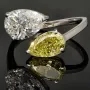 Exklusiver Ring für Damen mit 2 imposanten, tropfenförmigen, eingefassten Brillanten (Lab Grown Diamonds) aus massivem Gold (585 / 14K Weißgold) - ca. Ringgröße 56