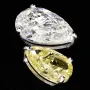 Exklusiver Ring für Damen mit 2 imposanten, tropfenförmigen, eingefassten Brillanten (Lab Grown Diamonds) aus massivem Gold (585 / 14K Weißgold) - ca. Ringgröße 56