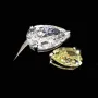 Exklusiver Ring für Damen mit 2 imposanten, tropfenförmigen, eingefassten Brillanten (Lab Grown Diamonds) aus massivem Gold (585 / 14K Weißgold) - ca. Ringgröße 56