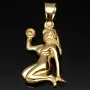 Hübscher Jungfrau Sternzeichen-Anhänger mit feinen Details aus edlem, polierten 14K 585 Gold (Gelbgold)