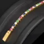 Edles Tennisarmband aus hochwertigem 585 14K Gold mit feinem verschiedenfarbigen Zirkoniabesatz (ca. 18,5 cm Länge)