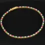 Edles Tennisarmband aus hochwertigem 585 14K Gold mit feinem verschiedenfarbigen Zirkoniabesatz (ca. 18,5 cm Länge)
