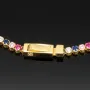 Edles Tennisarmband aus hochwertigem 585 14K Gold mit feinem verschiedenfarbigen Zirkoniabesatz (ca. 18,5 cm Länge)