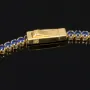 Trendiges Tennisarmband mit funkelnden, dunkelblauen Zirkonia aus hochwertigem 14K 585er Gold in (ca. 18,5 cm Länge)