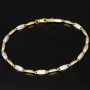 Exquisites Armband aus edlem 14K 585 Bicolor Gold in außergewöhnlichem Design (Gelbgold und Weißgold) ca. 19 cm Länge, ca. 3,5mm