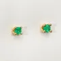 Handgearbeitete Smaragd-Ohrstecker mit 2 runden, kolumbianischen, in Krappen gefassten Smaragden aus hochwertigem Gold (18K / 750 Gelbgold)