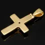 Smaragdkreuz - Anhänger aus exquisitem 18K 750 Gold mit einem eingefassten, hell leuchtenden, grasgrünen Smaragd im Ovalschliff (ca. 0,27 ct.)