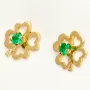 Hochwertige Kleeblatt-Ohrstecker mit leuchtenden, kolumbianischen Smaragden in 18K / 750 Gold gefasst - Handarbeit