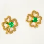 Hochwertige Kleeblatt-Ohrstecker mit leuchtenden, kolumbianischen Smaragden in 18K / 750 Gold gefasst - Handarbeit
