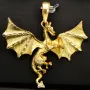 Beeindruckender Drachen-Anhänger aus edlem, massivem Gold (14K 585 Gelbgold) - detailliert und filigran gearbeitet