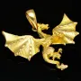 Beeindruckender Drachen-Anhänger aus edlem, massivem Gold (14K 585 Gelbgold) - detailliert und filigran gearbeitet