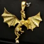Beeindruckender Drachen-Anhänger aus edlem, massivem Gold (14K 585 Gelbgold) - detailliert und filigran gearbeitet