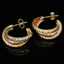 14 Karat (585) Tricolor Gold-Creolen mit edel facettierter Struktur (Gelbgold, Roségold und Weißgold)