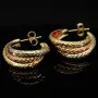 14 Karat (585) Tricolor Gold-Creolen mit edel facettierter Struktur (Gelbgold, Roségold und Weißgold)