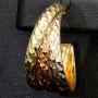 14 Karat (585) Tricolor Gold-Creolen mit edel facettierter Struktur (Gelbgold, Roségold und Weißgold)