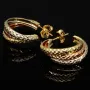 14 Karat (585) Tricolor Gold-Creolen mit edel facettierter Struktur (Gelbgold, Roségold und Weißgold)