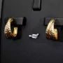 14 Karat (585) Tricolor Gold-Creolen mit edel facettierter Struktur (Gelbgold, Roségold und Weißgold)