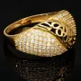 Kunstvoll designter Ring für Damen aus hochwertigem Gold (14K 585 Gelbgold) besetzt mit vielen fein gefassten, funkelnden Zirkonia RG ca. 55