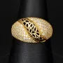 Kunstvoll designter Ring für Damen aus hochwertigem Gold (14K 585 Gelbgold) besetzt mit vielen fein gefassten, funkelnden Zirkonia RG ca. 55