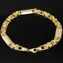 Exklusives Königsarmband in stilvollem Design aus funkelndem Bicolor Gold 585 14k Gelbgold und Greco-Elementen in Weißgold, 7mm, 22,3cm