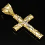 Jesus Kreuz Anhänger Kruzifix mit edlem Dekor aus hochwertigem 14K 585 Gold 14k (Bicolor - Gelbgold und Weißgold)