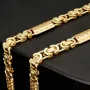 Flache Königskette mit trendigen Elementen im Greco-Design aus hochwertigem 585er Gold (14 K) (ca. 23,3 g, 59cm, 8mm)