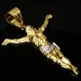 Hochwertiger Jesus Christus Anhänger aus funkelndem Bicolor Gold (Gelbgold und Weißgold) mit Zirkoniabesatz