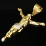 Hochwertiger Jesus Christus Anhänger aus funkelndem Bicolor Gold (Gelbgold und Weißgold) mit Zirkoniabesatz