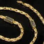 Außergewöhnliche Königskette aus 585er Gelbgold 14K mit schwarzem Zirkoniabesatz – 60cm Länge , 4,5mm Breite