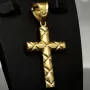 Edles Kreuz mit charaktervollem, modernen Dekor aus Gold 14k (585er) Gelbgold
