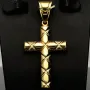 Edles Kreuz mit charaktervollem, modernen Dekor aus Gold 14k (585er) Gelbgold