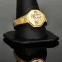 Edler Siegelring mit Kreuzmotiv und funkelnden Zirkonia aus 585er 14 Karat Gelbgold (Ringgröße ca. 65)