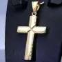Hochglanzpolierter Anhänger aus 14K 585 Gold (Gelbgold) - Kreuzanhänger aus mit feinem Design