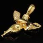 Hochwertig und detailliert gearbeiteter Engel-Anhänger mit Maschinengewehr - Schutzengel-Anhänger aus 14k (585er) Gelbgold und Zirkonia
