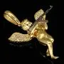 Hochwertig und detailliert gearbeiteter Engel-Anhänger mit Maschinengewehr - Schutzengel-Anhänger aus 14k (585er) Gelbgold und Zirkonia