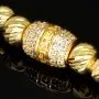 Exquisites Zug-Armband in edlem Design mit vielen Goldperlen aus hochwertigem 585 14K verziert mit Zirkoniabesatz - längenverstellbar