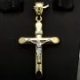 Feiner Kruzifix-Anhänger mit Jesus Christus aus hochwertigem 14K 585er Bicolor Gold (Gelbgold und Weißgold)